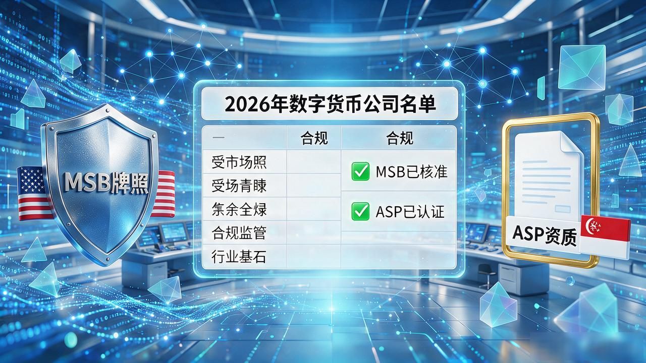 2026年数字货币公司名单:合规平台怎么选