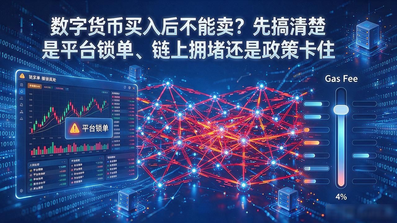 数字货币买入后不能卖？先搞清楚是平台锁单、链上拥堵还是政策卡住